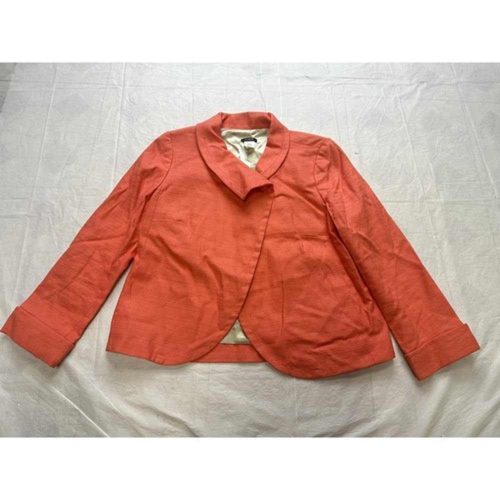 j. crew womens size 4 linen blend salmon lined‎ business jacket cowl neck collar